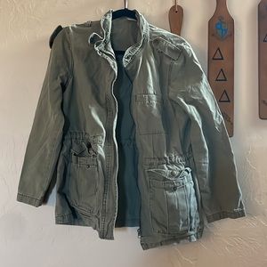 Green denim jacket